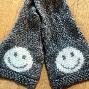 Nardi & Tagliaferri Alpaca & Wool Smiley Face Scarf Gray White Made in Italy